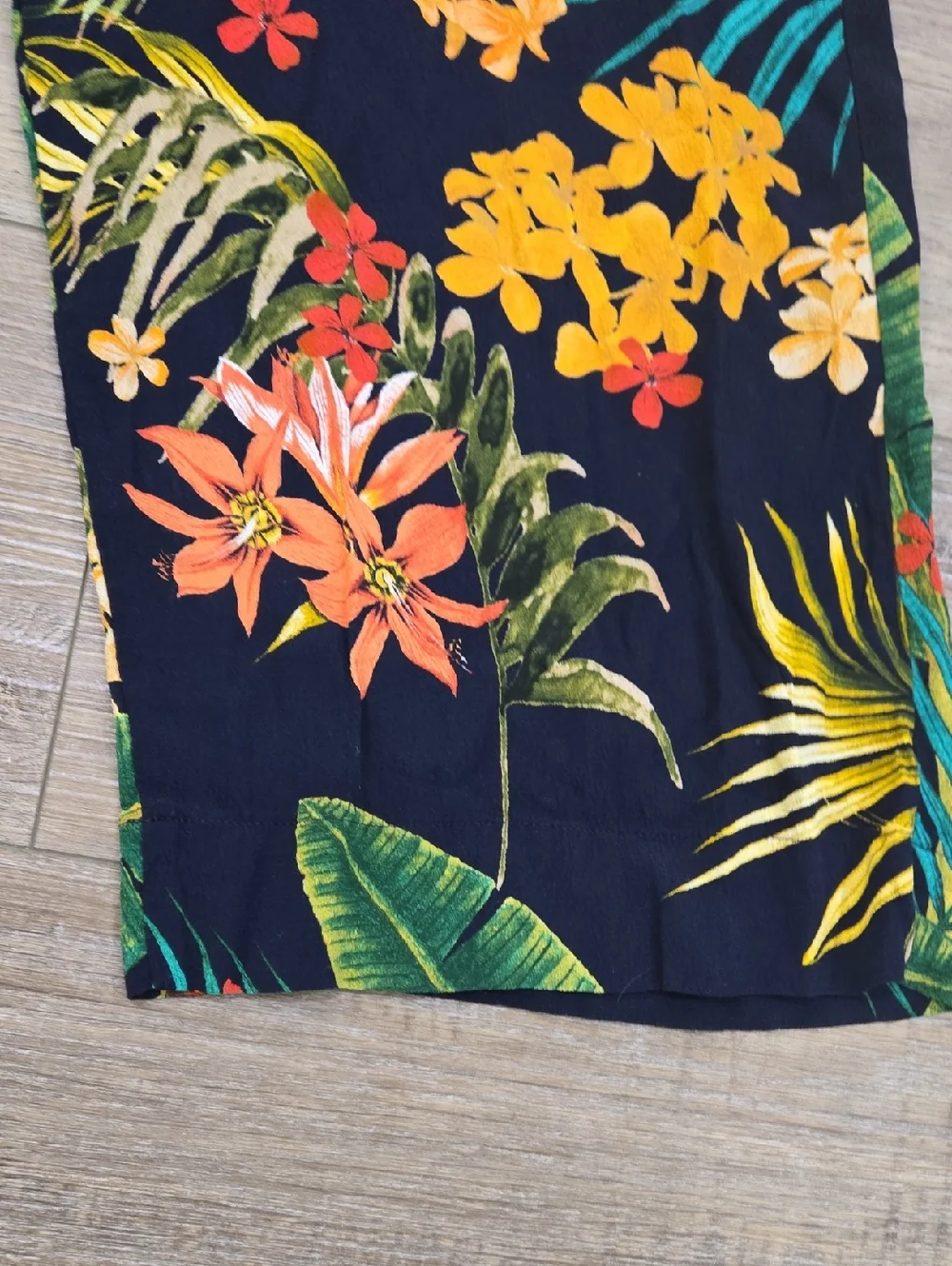 Zara Tropical Print Wide-Leg Resortwear/Polynesian Pants - Picture 6 of 10